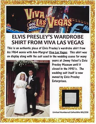 Elvis Presley Personal Owned & Worn Viva Las Vegas Wardrobe Shirt Swatch  • $29.99