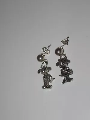 Disney Mickey Minnie Mouse Earrings Jewelry 925 Sterling Silver Vintage (924S) • $26.99