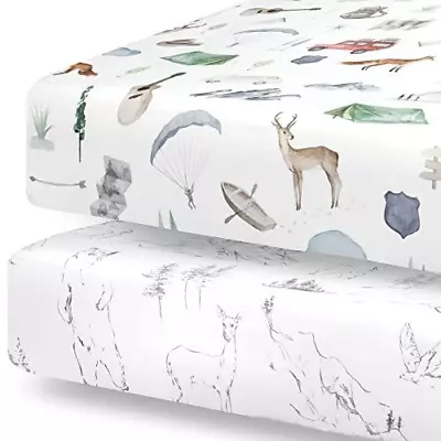 Pobibaby - 2 Pack Premium Fitted Baby Boy Crib Sheets For Sheets White  • $44.71