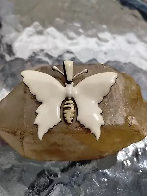 Vintage Miriam Haskell Butterfly Enamel Pendant • $65