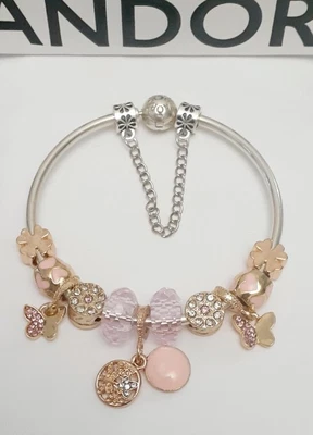 $64.95 • Buy Authentic Pandora Logo Bangle + Beautiful European Charms 19cm S925 Ale