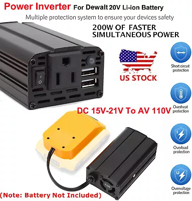 200W Portable Power Supply Inverter Compatible With Dewalt 20V Li BatteryDC 20V • $30.31