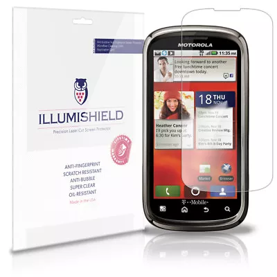 ILLumiShield Phone Screen Protector W Anti-Bubble/Print 3x For Motorola Cliq 2 • $7.65
