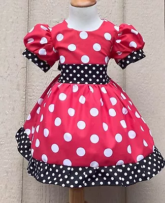 Red Minnie Mouse Puff Sleeve Dress • $38