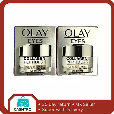 2 X Olay Eyes Collagen Peptide 24 MAX Dual Peptide Eye Cream 15ml • £19.99