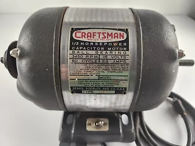 Vtg Craftsman 115 V  Electric Motor 1/2 HP ~ 3450 RPM  ~1/2  Dual Shaft  Nice! • $129.99