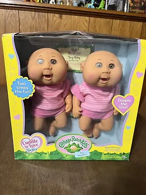 Cabbage Patch Kids CUDDLE N LOVE TWINS Tiny Newborn Brown Eyes Bald 2017 Stripes • $34.99