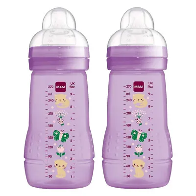 MAM Easy Active Baby Bottle Medium Flow - 270ml - Pink 2 Bottles • £16.99