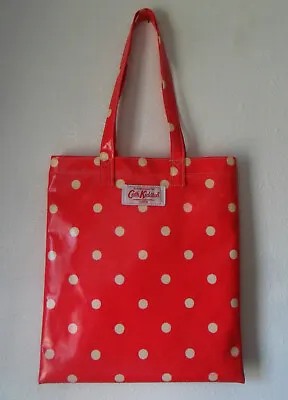 CATH KIDSTON White Polka Dots On Red Oilcloth Shopper BAG Tote Document Carrier • £36.68