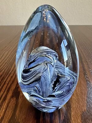 Signed Vintage 1985 Paperweight Large Egg Shaped Art Glass. Mint • $49