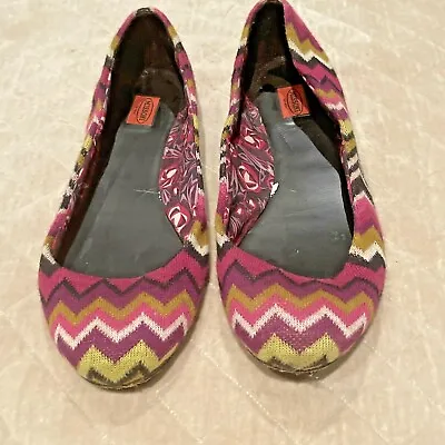 MISSONI By Target Iconic Zig Zag Flats In Purple/Green/Black Knit Fabric Size 10 • $25.99