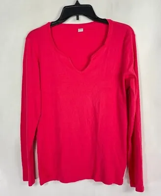 S. Oliver Womens T Shirt V Neck Long Sleeve Pink Embroidered Logo Size 12.       • $12.20