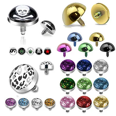 £2.59 • Buy Dome Micro Dermal Anchor Head Surface Implant Top Logo Glitter Colourful Leopard