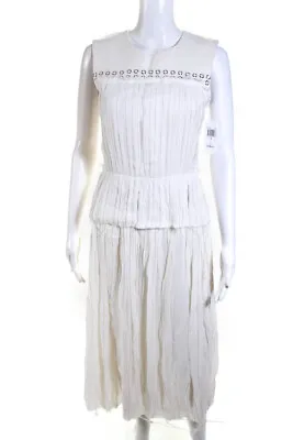 J. Mendel Women's Sleeveless Pleated Midi Dress White Size 6 • $95.01