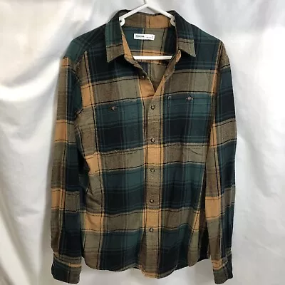 Mens Sonoma Green & Yellow Flannel Size Small Plaid Button Up • $15.99