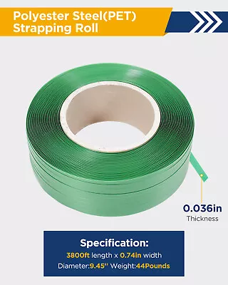 Green Heavy Duty Packaging Strapping Banding Rolls 3800 FT Corrosion Resistance • $124.99