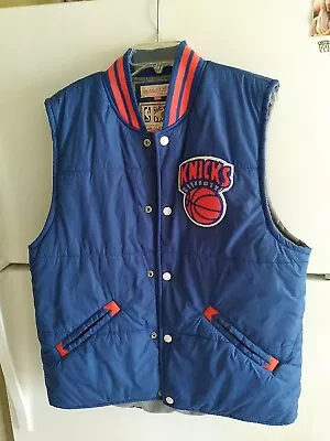 Mitchell & Ness Hardwood Classics NY Nicks Blue Orange Puffer Vest  Men’s Sz XL • $38