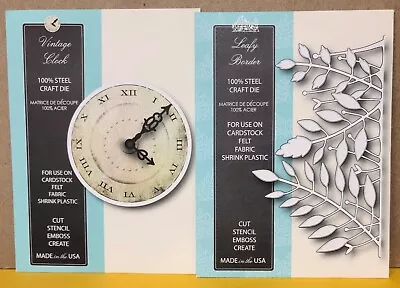 Memory Box Metal Cutting Dies LOT Of 2 Vintage Clock 98622 Leafy Border 98628 • $21.49