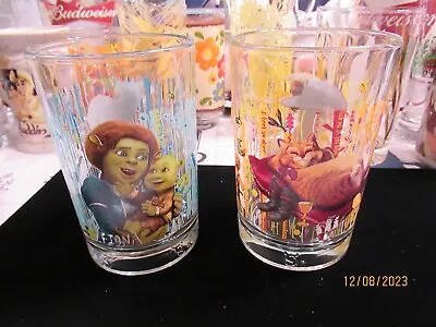 McDonalds Dreamworks Shrek Cups Set Of 2- 2010 (Fiona And Puss N Boots) • $6.29