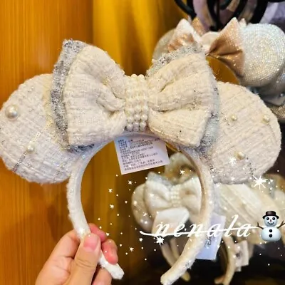 Disney 2024 Princess Tweed Pearls Minnie Mouse Ears Headband Shanghai Disneyland • $39.91