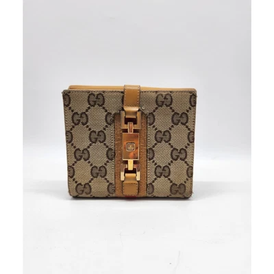 $99 • Buy Gucci GG Canvas And Leather Jackie Compact Wallet