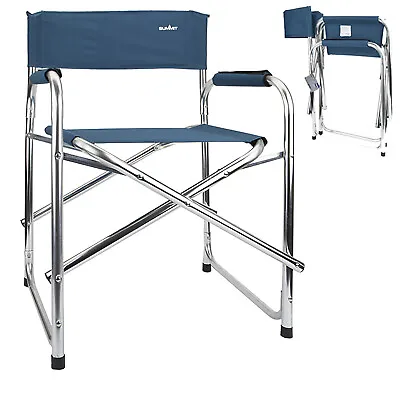 Outdoor Folding Camping Director Chair Festival Fishing Furniture Aluminium Blue • £32.99