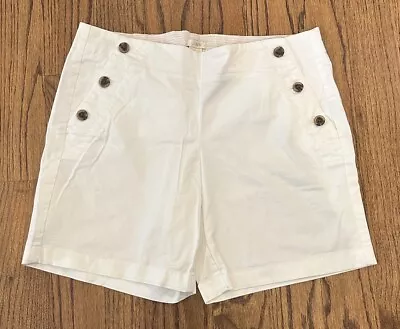 J.CREW Bermuda Long Sailor Button Front Shorts ~ White 8 • $6.99