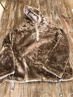 NEW Brown Velvet Soft Mink-feel One Size Hooded Sinch Jacket • $17.54