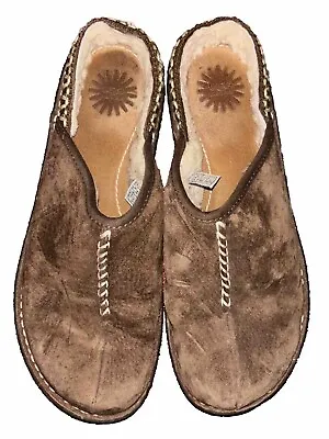 UGG KOHALA Mules Size 9 Chocolate Suede Sheepskin Shearling Fur Clogs • $32.50