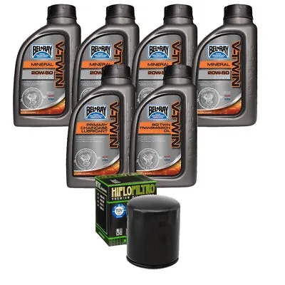 Oil Change Kit Bel-Ray V-Twin Primary/Transmission Oil Filter 20w50 6QT • $70.41