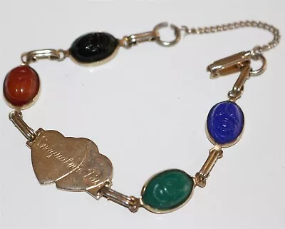 Vintage Glass Scarab Beetle SNOQUALMIE PASS In Washingotn Souvenir Bracelet#970 • $1.55