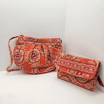 Vera Bradley Frannie Small Crossbody Bag Paprika Orange Purseand Wallet  • $14