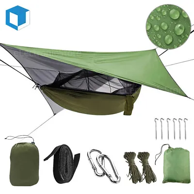 Camping Hammock / Rain Fly Tarp Waterproof With Mosquito Net Double Tent Cover • $23.99