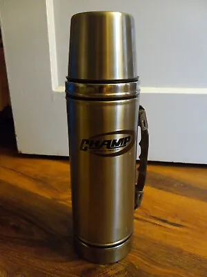 Vintage Hot-Cold Champ Stainless Steel Thermos - 13  1qt - Clean - Complete  • $28.99