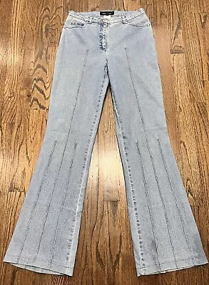 GORGEOUS VINTAGE ESCADA WOMENS 36 6 US Light Blue Denim Flared Leg Stretch Jeans • $34.95