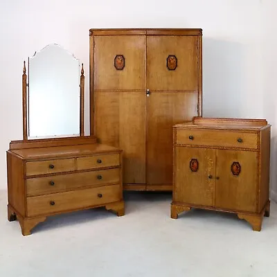 £2235 • Buy Art Deco Oak & Marquetry Bedroom Suite Attributed To Gaylayde , B Cohen & Sons 