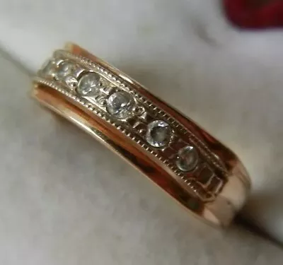 GOLD RING Weight 1.7 G Vintage 585 Ukraine Stamp SIZE 4 NICE White Stones • $259