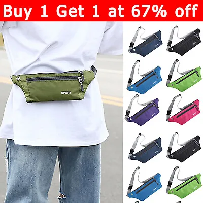 Waist Bum Bag Waterproof Women Men Holiday Travel Money Running Belt Fanny Pack • £3.28