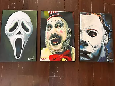 Scream Captain Spaulding Michael Myers Set 12x18 Pop Art Painting Chris Cargill • $84.99