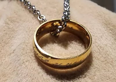 Gold Plated Lord Of The Rings Ring And Chain Both Stainless Steel Ring Plated • $15.99