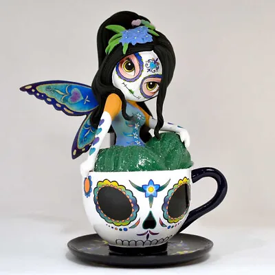 $52.53 • Buy Jasmine Becket-Griffith Virtuous Veronica Sugar Skull Fairy In Teacup Firgurine