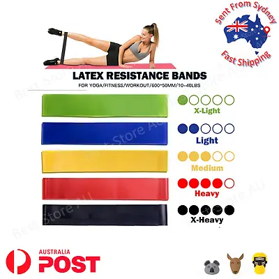 $10.98 • Buy 5PCS Resistance Bands Loop Yoga Pilates Resistant Strap Bands Home Gym Fitness 
