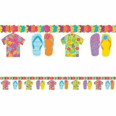 £5.99 • Buy Hawaiian Luau Flip Flop Flower Garland Summer Garden Party Decoration 7.5ft