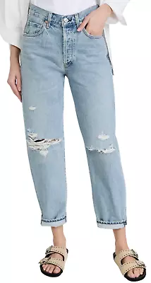 Citizens Of Humanity Dylan Rolled Crop Distressed Button Fly Jeans In Misfit 26 • $79.99