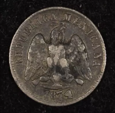 1874 Ch M Mexico Silver 10 Centavos • $39.99