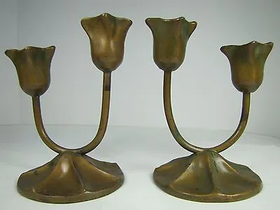 1930s McCLELLAND BARCLAY Pair Decorative Art Floral Figural Candlesticks • $295