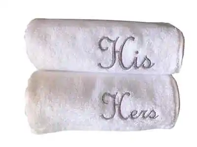 £16.32 • Buy EMBROIDERED TOWEL SET HIS And HERS HAND TOWELS WEDDING GIFT WHITE TOWELS PRESENT