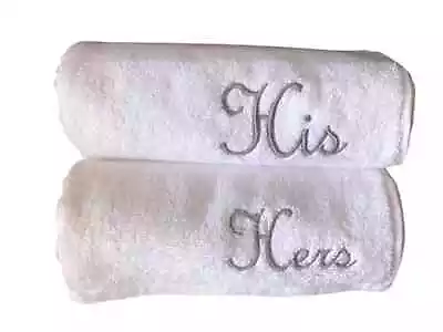 £16.32 • Buy EMBROIDERED TOWEL SET HIS And HERS HAND TOWELS WEDDING GIFT WHITE TOWELS PRESENT