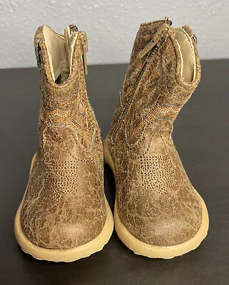 $19.99 • Buy Roper Newborn  Western Boots Infant Size 2 Brown Zip Close
