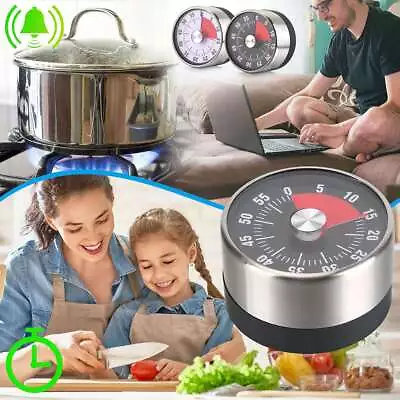 Mechanical Kitchen Timer 60min Countdown Cooking Visual Magnetic Alarm Reminder • $8.79